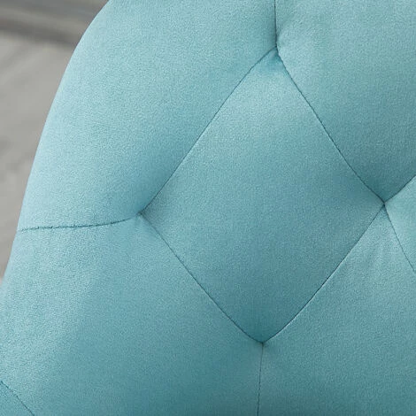 HOMCOM Lot De 2 Tabourets De Bar Design Chesterfield Effet Capitonné Piètement Métal Effilé Noir Extrémités Dorées Repose-pied Aspect Velours Bleu - Bleu 6 HOMCOM Lot De 2 Tabourets De Bar Design Chesterfield Effet Capitonné Piètement Métal Effilé Noir Extrémités Dorées Repose-pied Aspect Velours Bleu - Bleu – Image 4