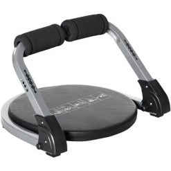 HOMCOM Appareil à Abdominaux Crunch Musculation Compact Et Pliable 3 Niveaux De Résistance Acier PU Noir - Noir