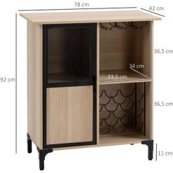 HOMCOM Meuble De Rangement Style Industriel Casier à Bouteilles Support Verres à Vin Placard étagère Acier Noir Aspect Chêne Clair - Beige -France HOMCOM Soldes 2022 70300255 3