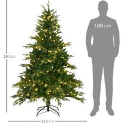 HOMCOM Sapin De Noël Artificiel Lumineux LED X 320 Blanc Chaud + Support Pied Ø 120 X 180H Cm 1705 Branches Vert - Vert 9 HOMCOM Sapin De Noël Artificiel Lumineux LED X 320 Blanc Chaud + Support Pied Ø 120 X 180H Cm 1705 Branches Vert - Vert -France HOMCOM Soldes 2022 70300261 3