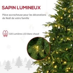 HOMCOM Sapin De Noël Artificiel Lumineux LED X 320 Blanc Chaud + Support Pied Ø 120 X 180H Cm 1705 Branches Vert - Vert 10 HOMCOM Sapin De Noël Artificiel Lumineux LED X 320 Blanc Chaud + Support Pied Ø 120 X 180H Cm 1705 Branches Vert - Vert -France HOMCOM Soldes 2022 70300261 4