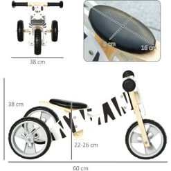 HOMCOM Tricycle Draisienne Enfant 2 En 1 - Selle Réglable - Roues EVA Texturées, Guidon Ergonomique, Poignée Transport - Panneaux Bois Motif Zèbre - Blanc 9 HOMCOM Tricycle Draisienne Enfant 2 En 1 - Selle Réglable - Roues EVA Texturées, Guidon Ergonomique, Poignée Transport - Panneaux Bois Motif Zèbre - Blanc -France HOMCOM Soldes 2022 70413007 3