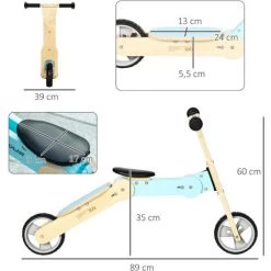 HOMCOM Draisienne Trottinette Enfant 2 En 1 - Roues EVA Texturées, Guidon Ergonomique, Marche-pied Antidérapant - Panneaux Bois Bleu Ciel - Bleu 9 HOMCOM Draisienne Trottinette Enfant 2 En 1 - Roues EVA Texturées, Guidon Ergonomique, Marche-pied Antidérapant - Panneaux Bois Bleu Ciel - Bleu -France HOMCOM Soldes 2022 70413008 3