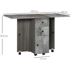 HOMCOM Table Pliable De Cuisine Salle à Manger - 2 Tiroirs, Placard, Niche - Panneaux Aspect Bois Béton Ciré Gris - Gris 9 HOMCOM Table Pliable De Cuisine Salle à Manger - 2 Tiroirs, Placard, Niche - Panneaux Aspect Bois Béton Ciré Gris - Gris -France HOMCOM Soldes 2022 70413011 3