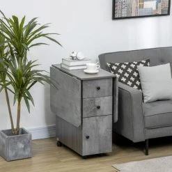 HOMCOM Table Pliable De Cuisine Salle à Manger - 2 Tiroirs, Placard, Niche - Panneaux Aspect Bois Béton Ciré Gris - Gris 10 HOMCOM Table Pliable De Cuisine Salle à Manger - 2 Tiroirs, Placard, Niche - Panneaux Aspect Bois Béton Ciré Gris - Gris -France HOMCOM Soldes 2022 70413011 4