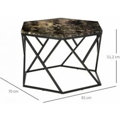 HOMCOM Table Basse Hexagonale Design Aspect Marbre Noir Dim. 81L X 70l X 51H Cm Acier MDF Noir - Noir 9 HOMCOM Table Basse Hexagonale Design Aspect Marbre Noir Dim. 81L X 70l X 51H Cm Acier MDF Noir - Noir -France HOMCOM Soldes 2022 70569071 3