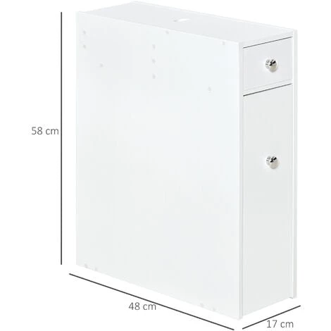HOMCOM Support Papier Toilette - Porte-papier Toilette - Armoire Pour Papier Toilette - 2 Tiroirs, Coffre - MDF Blanc - Blanc 5 HOMCOM Support Papier Toilette - Porte-papier Toilette - Armoire Pour Papier Toilette - 2 Tiroirs, Coffre - MDF Blanc - Blanc – Image 3