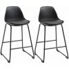 HOMCOM Lot De 2 Tabourets De Bar Industriel - Assise Rembourrée Revêtement PU H. 61 Cm - Dossier - Métal ABS Noir - Noir -France HOMCOM Soldes 2022 70569076 1