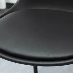 HOMCOM Lot De 2 Tabourets De Bar Industriel - Assise Rembourrée Revêtement PU H. 61 Cm - Dossier - Métal ABS Noir - Noir -France HOMCOM Soldes 2022 70569076 4