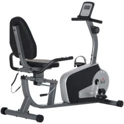 HOMCOM Vélo D'appartement Semi-allongé Magnétique écran LCD Multifonction Selle Dossier Résistance Réglable Acier ABS Gris Noir - Noir