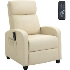 HOMCOM Fauteuil De Relaxation Et Massage Inclinaison Dossier Repose-pied Réglable Revêtement Synthétique Crème - Crème 10 HOMCOM Fauteuil De Relaxation Et Massage Inclinaison Dossier Repose-pied Réglable Revêtement Synthétique Crème - Crème -France HOMCOM Soldes 2022 70569109 4