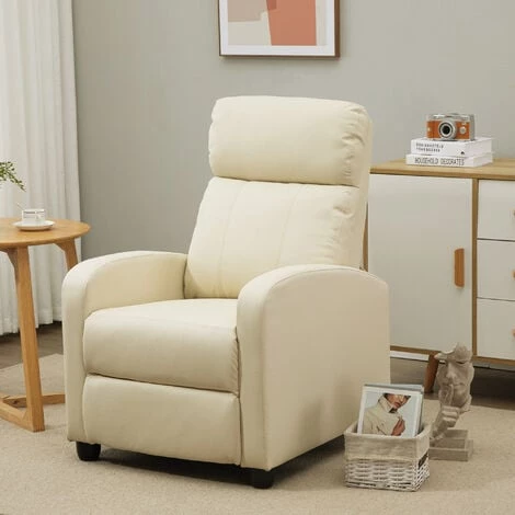 HOMCOM Fauteuil De Relaxation Et Massage Inclinaison Dossier Repose-pied Réglable Revêtement Synthétique Crème - Crème 7 HOMCOM Fauteuil De Relaxation Et Massage Inclinaison Dossier Repose-pied Réglable Revêtement Synthétique Crème - Crème – Image 5