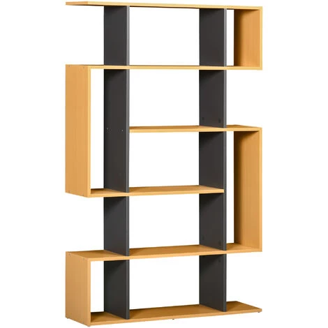 HOMCOM Bibliothèque étagère Meuble De Rangement Design Contemporain En S 13 étagères Dim. 95L X 25l X 150H Cm Aspect Bois Clair Gris - Beige 3 HOMCOM Bibliothèque étagère Meuble De Rangement Design Contemporain En S 13 étagères Dim. 95L X 25l X 150H Cm Aspect Bois Clair Gris - Beige