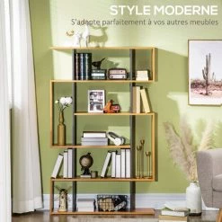 HOMCOM Bibliothèque étagère Meuble De Rangement Design Contemporain En S 13 étagères Dim. 95L X 25l X 150H Cm Aspect Bois Clair Gris - Beige 10 HOMCOM Bibliothèque étagère Meuble De Rangement Design Contemporain En S 13 étagères Dim. 95L X 25l X 150H Cm Aspect Bois Clair Gris - Beige -France HOMCOM Soldes 2022 70569111 4