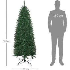 HOMCOM Sapin De Noël Artificiel Ø 81 X 180H Cm 583 Branches épines Imitation Nordmann Grand Réalisme Vert - Vert -France HOMCOM Soldes 2022 71058162 3