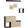 HOMCOM Ensemble De Meubles D'entrée - Organisateur D'entrée - Meuble à Chaussures Banc 2 En 1, 4 Patères, 2 étagères - Noir Aspect Chêne Clair - Beige 1 HOMCOM Ensemble De Meubles D'entrée - Organisateur D'entrée - Meuble à Chaussures Banc 2 En 1, 4 Patères, 2 étagères - Noir Aspect Chêne Clair - Beige -France HOMCOM Soldes 2022 71058166 1