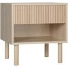 HOMCOM Table De Chevet Table De Nuit Design Urban Craft - Tiroir Coulissant, Niche - Piètement Cylindrique - Panneaux Particules Aspect Bois Clair - Beige -France HOMCOM Soldes 2022 71058178 1