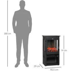 HOMCOM Cheminée électrique Poêle Contemporain 1000-2000 W Simulation Flammes LED Luminosité Réglable Acier Verre Noir - Noir 9 HOMCOM Cheminée électrique Poêle Contemporain 1000-2000 W Simulation Flammes LED Luminosité Réglable Acier Verre Noir - Noir -France HOMCOM Soldes 2022 71059948 3