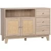HOMCOM Buffet 2 Portes 3 Tiroirs Coulissants Niche Style Bohème Chic Cannage En Rotin Panneaux Aspect Chêne Clair - Beige 1 HOMCOM Buffet 2 Portes 3 Tiroirs Coulissants Niche Style Bohème Chic Cannage En Rotin Panneaux Aspect Chêne Clair - Beige -France HOMCOM Soldes 2022 71059949 1