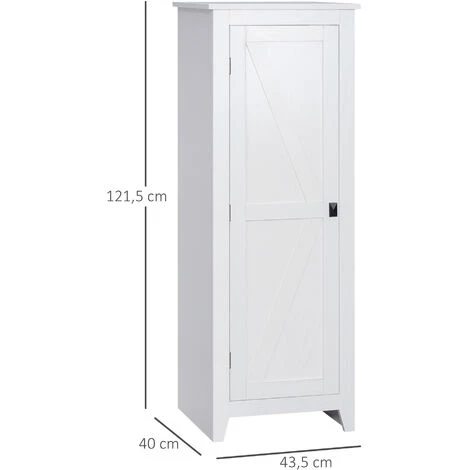 HOMCOM Armoire De Cuisine Style Campagne Chic 1 Porte 3 étagères Réglables - Dim. 43L X 40l X 121H Cm - MDF Blanc - Blanc 5 HOMCOM Armoire De Cuisine Style Campagne Chic 1 Porte 3 étagères Réglables - Dim. 43L X 40l X 121H Cm - MDF Blanc - Blanc – Image 3