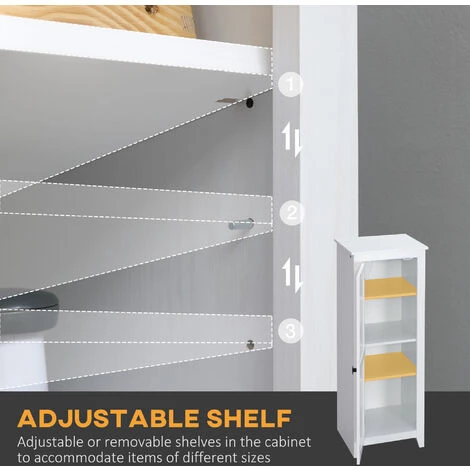 HOMCOM Armoire De Cuisine Style Campagne Chic 1 Porte 3 étagères Réglables - Dim. 43L X 40l X 121H Cm - MDF Blanc - Blanc 7 HOMCOM Armoire De Cuisine Style Campagne Chic 1 Porte 3 étagères Réglables - Dim. 43L X 40l X 121H Cm - MDF Blanc - Blanc – Image 5