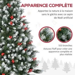 HOMCOM Sapin De Noël Artificiel Aspect Enneigé Ø 86 X 150H Cm 553 Branches Longues épines 49 Baies Rouges - Vert 10 HOMCOM Sapin De Noël Artificiel Aspect Enneigé Ø 86 X 150H Cm 553 Branches Longues épines 49 Baies Rouges - Vert -France HOMCOM Soldes 2022 71059957 4