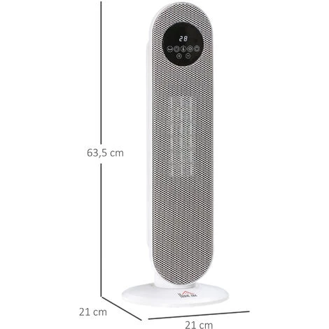 HOMCOM Chauffage Soufflant Oscillant 2000 W - Radiateur Céramique PTC - 2 Niv. Puissance - Chauffage D'appoint Avec Télécommande Blanc Noir - Blanc 5 HOMCOM Chauffage Soufflant Oscillant 2000 W - Radiateur Céramique PTC - 2 Niv. Puissance - Chauffage D'appoint Avec Télécommande Blanc Noir - Blanc – Image 3