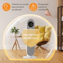 HOMCOM Chauffage Soufflant Oscillant 2000 W - Radiateur Céramique PTC - 2 Niv. Puissance - Chauffage D'appoint Avec Télécommande Blanc Noir - Blanc 11 HOMCOM Chauffage Soufflant Oscillant 2000 W - Radiateur Céramique PTC - 2 Niv. Puissance - Chauffage D'appoint Avec Télécommande Blanc Noir - Blanc -France HOMCOM Soldes 2022 71059958 5