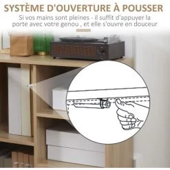 HOMCOM Buffet Haut Design Urban Craft - 2 Portes Avec étagère, 2 Niches, Tiroir - Piètement Acier Noir - MDF Aspect Bois Clair - Beige 11 HOMCOM Buffet Haut Design Urban Craft - 2 Portes Avec étagère, 2 Niches, Tiroir - Piètement Acier Noir - MDF Aspect Bois Clair - Beige -France HOMCOM Soldes 2022 71059960 5