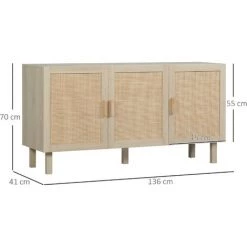 HOMCOM Buffet 3 Portes Style Bohème Chic Cannage En Rotin Panneaux Aspect Bois Clair - Beige 9 HOMCOM Buffet 3 Portes Style Bohème Chic Cannage En Rotin Panneaux Aspect Bois Clair - Beige -France HOMCOM Soldes 2022 71059961 3