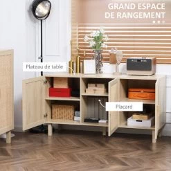 HOMCOM Buffet 3 Portes Style Bohème Chic Cannage En Rotin Panneaux Aspect Bois Clair - Beige 11 HOMCOM Buffet 3 Portes Style Bohème Chic Cannage En Rotin Panneaux Aspect Bois Clair - Beige -France HOMCOM Soldes 2022 71059961 5
