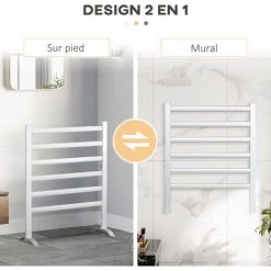 HOMCOM Sèche-serviettes électrique Sur Pied 140 W - Radiateur Porte-serviettes 6 Barres - Mural Ou Sur Pied - H. 69 Cm - Alu. - Gris 11 HOMCOM Sèche-serviettes électrique Sur Pied 140 W - Radiateur Porte-serviettes 6 Barres - Mural Ou Sur Pied - H. 69 Cm - Alu. - Gris -France HOMCOM Soldes 2022 71059968 5