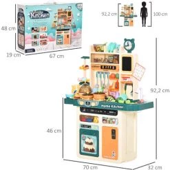 HOMCOM Cuisine Pour Enfant - Dinette - Jeu D'imitation Complet 113 Accessoires Variés - Fonctions Sonores Et Lumineuses - PP ABS Beige Turquoise - Beige -France HOMCOM Soldes 2022 71759943 3
