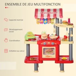 HOMCOM Cuisine Pour Enfant Jeu D'imitation De La Marchande 2 En 1 - 50 Accessoires Inclus Effets Sonores Rouge - Rouge 10 HOMCOM Cuisine Pour Enfant Jeu D'imitation De La Marchande 2 En 1 - 50 Accessoires Inclus Effets Sonores Rouge - Rouge -France HOMCOM Soldes 2022 71759944 4