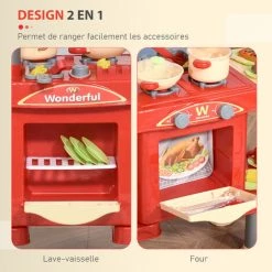 HOMCOM Cuisine Pour Enfant Jeu D'imitation De La Marchande 2 En 1 - 50 Accessoires Inclus Effets Sonores Rouge - Rouge 11 HOMCOM Cuisine Pour Enfant Jeu D'imitation De La Marchande 2 En 1 - 50 Accessoires Inclus Effets Sonores Rouge - Rouge -France HOMCOM Soldes 2022 71759944 5