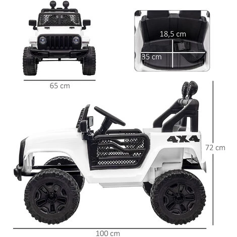 HOMCOM Voiture 4x4 électrique Enfant Moteur 2 X 35 W 5 Km/h Max. Télécommande Incluse Effets Lumineux Sonore Lecteur MP3 USB Blanc - Blanc 5 HOMCOM Voiture 4x4 électrique Enfant Moteur 2 X 35 W 5 Km/h Max. Télécommande Incluse Effets Lumineux Sonore Lecteur MP3 USB Blanc - Blanc – Image 3