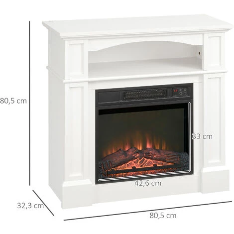 HOMCOM Cheminée électrique XL Style Classique Chic 1800 W Effet Flammes LED Minuterie Température Luminosité Réglables Télécommande Fournie Blanc - Blanc 5 HOMCOM Cheminée électrique XL Style Classique Chic 1800 W Effet Flammes LED Minuterie Température Luminosité Réglables Télécommande Fournie Blanc - Blanc – Image 3