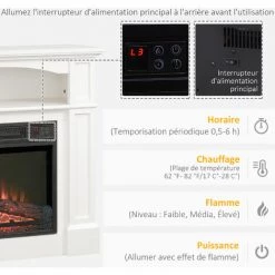HOMCOM Cheminée électrique XL Style Classique Chic 1800 W Effet Flammes LED Minuterie Température Luminosité Réglables Télécommande Fournie Blanc - Blanc 11 HOMCOM Cheminée électrique XL Style Classique Chic 1800 W Effet Flammes LED Minuterie Température Luminosité Réglables Télécommande Fournie Blanc - Blanc -France HOMCOM Soldes 2022 72276188 5