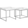 HOMCOM Lot De 2 Tables Basses Carrées Gigognes Style Contemporain - Plateau 2 Poignées MDF Blanc Laqué Châssis Piètement Acier Chromé - Blanc -France HOMCOM Soldes 2022 72276195 1