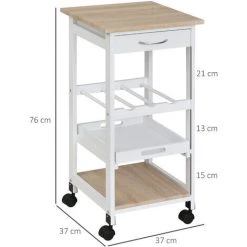 HOMCOM Chariot De Service Desserte De Cuisine à Roulettes 2 étagères + Plateau Amovible + Tiroir Bois De Pin MDF Blanc Chêne Clair 9 HOMCOM Chariot De Service Desserte De Cuisine à Roulettes 2 étagères + Plateau Amovible + Tiroir Bois De Pin MDF Blanc Chêne Clair -France HOMCOM Soldes 2022 72276220 3