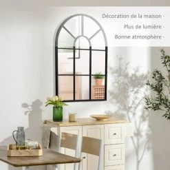 HOMCOM Miroir Mural Aspect Verrière Style Classique Chic - Dim. 60L X 90H Cm - Métal Noir Verre 3 Mm - Noir 11 HOMCOM Miroir Mural Aspect Verrière Style Classique Chic - Dim. 60L X 90H Cm - Métal Noir Verre 3 Mm - Noir -France HOMCOM Soldes 2022 72276221 5