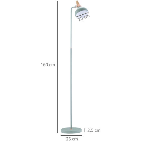 HOMCOM Lampadaire Design Néo-rétro Max. 40 W 160H Cm Tête Inclinable Réglable Interrupteur Pied Piètement Structure Acier Bleu - Bleu 5 HOMCOM Lampadaire Design Néo-rétro Max. 40 W 160H Cm Tête Inclinable Réglable Interrupteur Pied Piètement Structure Acier Bleu - Bleu – Image 3