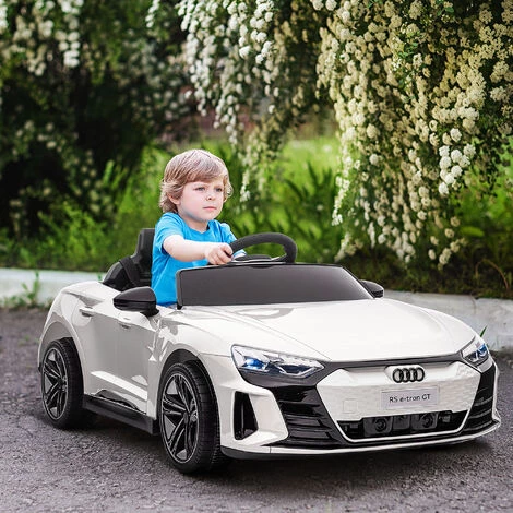 HOMCOM Véhicule électrique Enfant Audi RS E-tron GT V. Max. 5 Km/h Télécommande Effets Sonores + Lumineux Blanc - Blanc 4 HOMCOM Véhicule électrique Enfant Audi RS E-tron GT V. Max. 5 Km/h Télécommande Effets Sonores + Lumineux Blanc - Blanc – Image 2