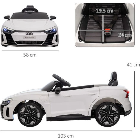 HOMCOM Véhicule électrique Enfant Audi RS E-tron GT V. Max. 5 Km/h Télécommande Effets Sonores + Lumineux Blanc - Blanc 5 HOMCOM Véhicule électrique Enfant Audi RS E-tron GT V. Max. 5 Km/h Télécommande Effets Sonores + Lumineux Blanc - Blanc – Image 3