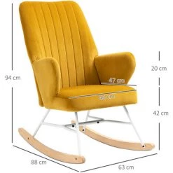 HOMCOM Fauteuil à Bascule Grand Confort Accoudoirs Assise Dossier Garnissage Mousse Haute Densité Tissu Polaire Moutarde - Moutarde 9 HOMCOM Fauteuil à Bascule Grand Confort Accoudoirs Assise Dossier Garnissage Mousse Haute Densité Tissu Polaire Moutarde - Moutarde -France HOMCOM Soldes 2022 72276230 3