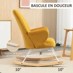 HOMCOM Fauteuil à Bascule Grand Confort Accoudoirs Assise Dossier Garnissage Mousse Haute Densité Tissu Polaire Moutarde - Moutarde 10 HOMCOM Fauteuil à Bascule Grand Confort Accoudoirs Assise Dossier Garnissage Mousse Haute Densité Tissu Polaire Moutarde - Moutarde -France HOMCOM Soldes 2022 72276230 4