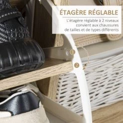 HOMCOM Meuble à Chaussures Design Scandinave Placard 3 Portes 3 étagères Niche Piètement Effilé Incliné Bois Panneaux Aspect Chêne Clair - Beige 11 HOMCOM Meuble à Chaussures Design Scandinave Placard 3 Portes 3 étagères Niche Piètement Effilé Incliné Bois Panneaux Aspect Chêne Clair - Beige -France HOMCOM Soldes 2022 72276239 5