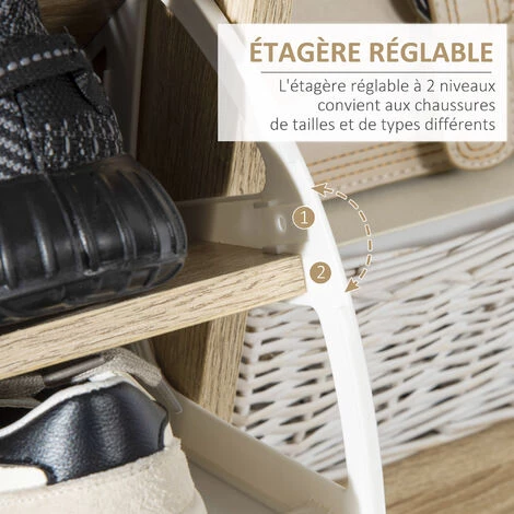 HOMCOM Meuble à Chaussures Design Scandinave Placard 3 Portes 3 étagères Niche Piètement Effilé Incliné Bois Panneaux Aspect Chêne Clair - Beige 7 HOMCOM Meuble à Chaussures Design Scandinave Placard 3 Portes 3 étagères Niche Piètement Effilé Incliné Bois Panneaux Aspect Chêne Clair - Beige – Image 5