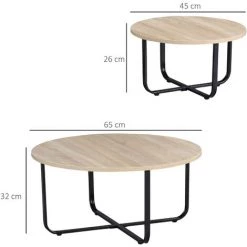 HOMCOM Lot De 2 Tables Basses Gigognes Design Industriel Encastrable Métal Noir MDF Aspect Chêne Clair - Beige 9 HOMCOM Lot De 2 Tables Basses Gigognes Design Industriel Encastrable Métal Noir MDF Aspect Chêne Clair - Beige -France HOMCOM Soldes 2022 72276241 3