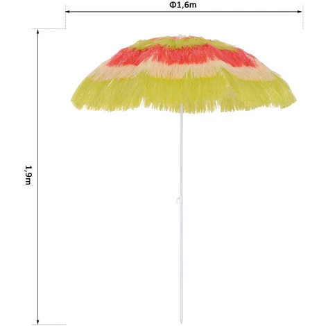 HOMCOM Parasol De Plage Jardin Design Hawai Multicouleur 160 Cm - Multicolore 5 HOMCOM Parasol De Plage Jardin Design Hawai Multicouleur 160 Cm - Multicolore – Image 3